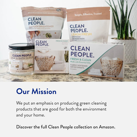 Clean People Laundry Detergent Sheets - Recyclable Packaging, Hypoallergenic, Stain Fighting - Ultra Concentrated, Laundry Soap - Fresh Scent, 32 Pack
