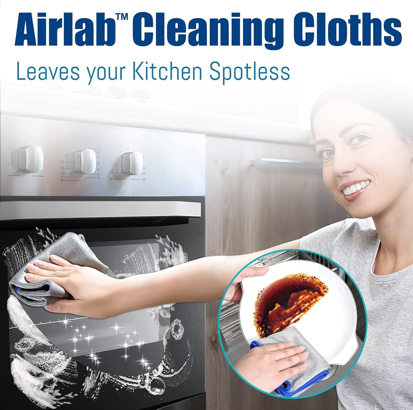 Airlab Glass Microfiber Cleaning Cloths Streak Free Miracle Towel for Kitchen Window Stainless Steel Mirror Dish Lint Free Silver Polishing Rags, 40 x 30 cm, 8 Pack Visit the Airlab Store