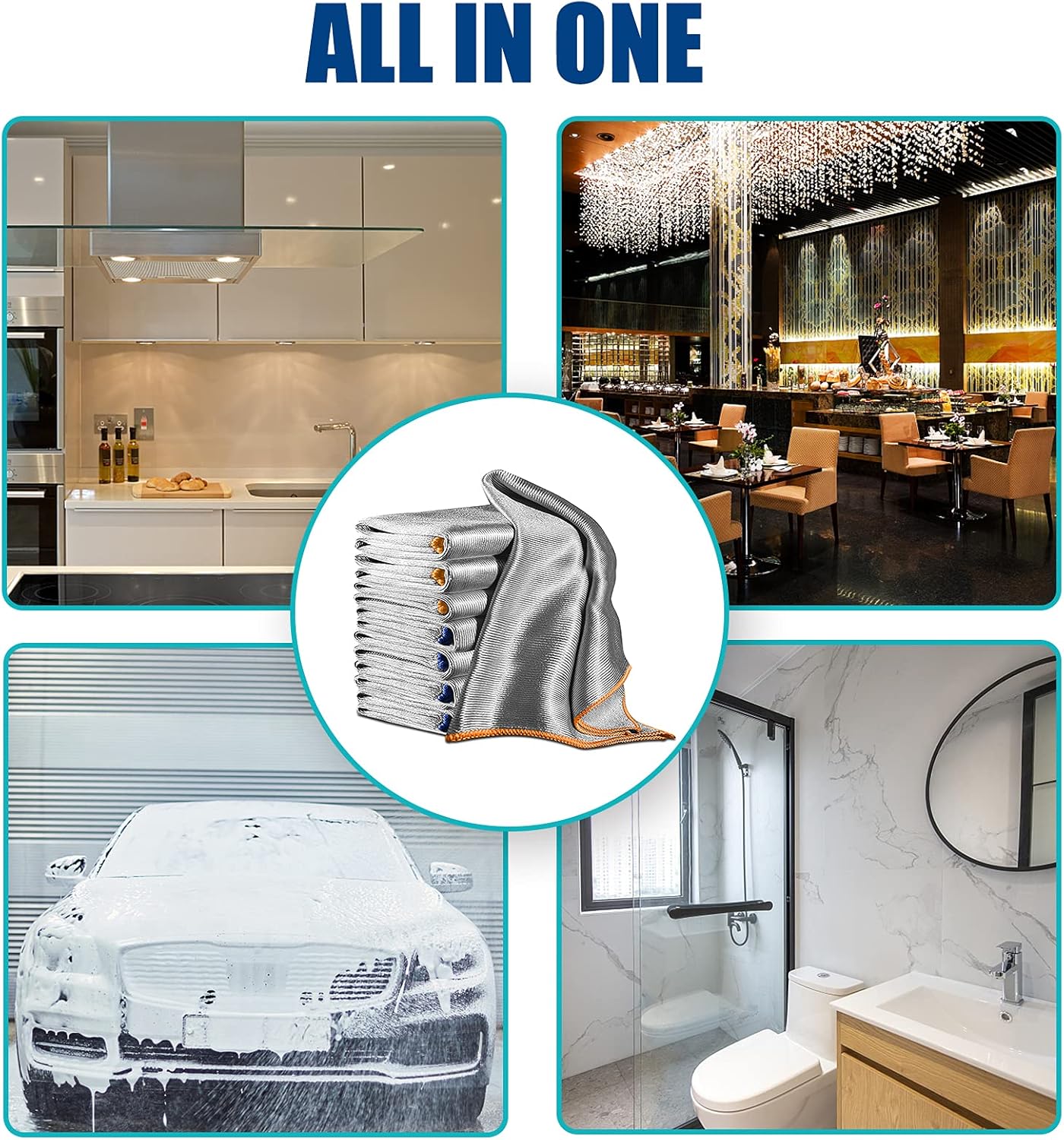 Airlab Glass Microfiber Cleaning Cloths Streak Free Miracle Towel for Kitchen Window Stainless Steel Mirror Dish Lint Free Silver Polishing Rags, 40 x 30 cm, 8 Pack Visit the Airlab Store