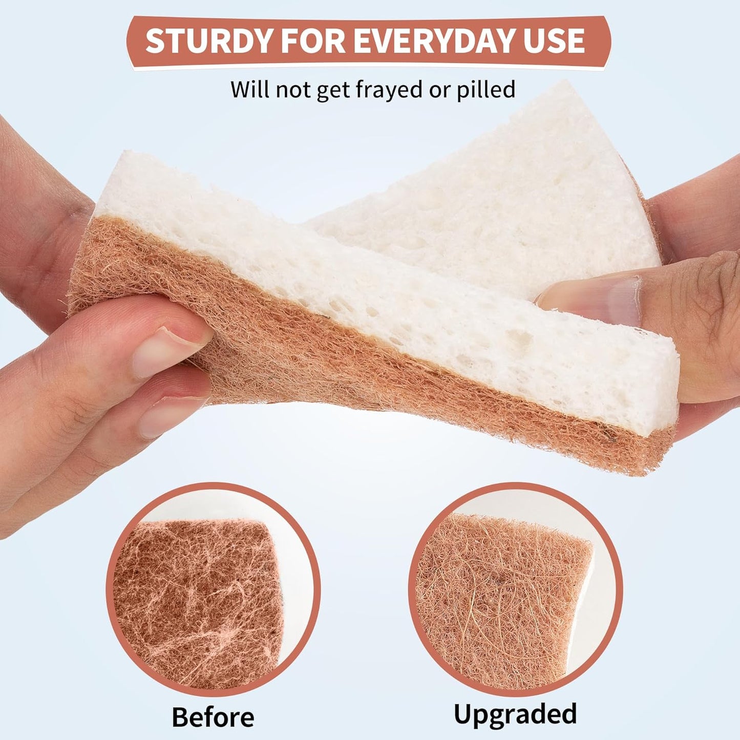 HOMERHYME Natural Dish Sponge 12 Pack, Non-Scratch Eco-Friendly Multipurpose Kitchen Cellulose Sponge, Biodegradable Odor-Less Dual-Sided for Dish Washing & Household Cleaning