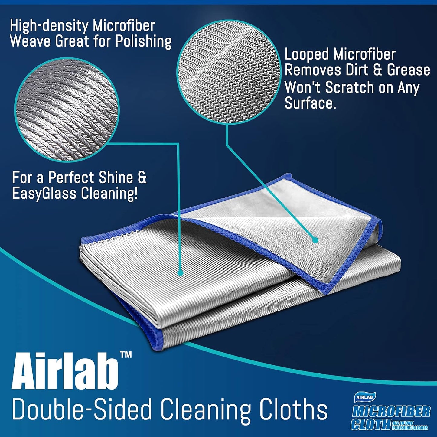 Airlab Glass Microfiber Cleaning Cloths Streak Free Miracle Towel for Kitchen Window Stainless Steel Mirror Dish Lint Free Silver Polishing Rags, 40 x 30 cm, 8 Pack Visit the Airlab Store