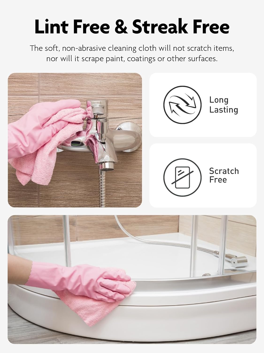 Fantasticlean Microfiber Cleaning Cloth Roll -40 Pieces, Tear Away Towels, 30x30cm, Reusable, Washable, Scratch Free, Ultra Absorbent Dish Rags for Car, Home, Garage or Shop (Pink)